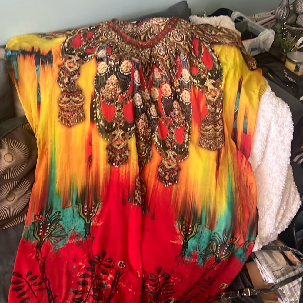 Jsquad Kaftan, EUC, embellished, one size, polyester, made in India